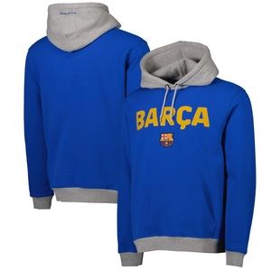 FC Barcelona Barca Pullover Hoodie - Blue/Heathered Gray